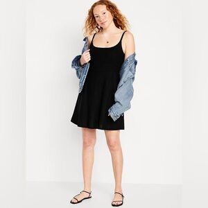 Old Navy Linen Blend Black Cami Mini Dress